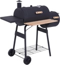 48" Steel Portable Backyard Charcoal BBQ Grill and Offset Smoker Combo with Wheels for Backyard, Patio and Parties