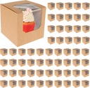 60Pcs Cupcake Boxes Cupcake Containers 9x9x9cm White/Brown Pastry Treat Boxes with Inserts and Clear Window Cupcake Holders for Wedding Baby Shower Birthday Gifting ZHAZ(Cowhide Paper)