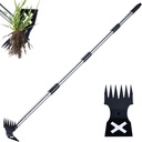 Weed Puller Tool with Long Handle - 60" Manual Weeder Remover Tool, 2 in 1 Hand Weed Rake and Garden Hoe for Gardening, Heavy Duty Uprooting Weeding Pull for Yard, Lawn, Patio and Garden