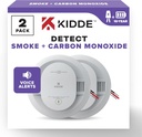 Kidde Hardwired Smoke & Carbon Monoxide Detector, 10-Year Battery Backup, Voice Alerts, Interconnectable LED Warning Light Indicators, 2 Pack