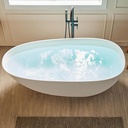 Cpingao 55" Stone Resin Freestanding Bathtub Contemporary Soaking Matte White Tub with Drain and Overflow, 8848-1400