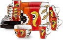 Stoneware Artisan Hand Painted Impressionism Garden, 16pc Reactive Glaze Dinnerware Set