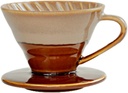 Ceramic Coffee Dripper Filter 02-4Cup Pour Over Coffee Dripper, 60 Angle Cone Ceramic Hand Brew Coffee Cup Retro Filter Set Reusable Portable Coffee Maker (Bronze)