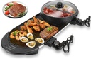 Hot Pot with Grill, 2 in 1 Korean BBQ Grill Shabu Shabu Hot Pot, 2200W Indoor Smokeless Hotpot Pot Electric Combo W/Large Capacity Baking Tray & Separate Dual Temperature Control for 2-12 People, 110V