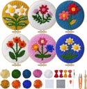 Embroidery Kit for Beginners, Adults DIY Starter Kit, Cross Stitch Kits with Tools, Stamped Patterns, Colorful Threads with Punch Needles, Step by Step Instructions, Hand Craft Gift for Adults Teens