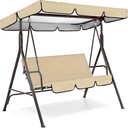 Patio Swing Canopy Waterproof Top Cover Set, Courtland Swing Replacement Awning Canopy Cover for Swing Chair Glider All Weather Protection Outdoor Garden Furniture Covers(Brown, Two-person seat55.9in)