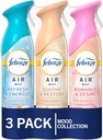 Febreze Air Mist Air Freshener Spray, Odor-Fighting Room Spray for Home and Bathroom and Kitchen, Aerosol Can, Refresh & Energize, Soothe & Restore, Romance & Desire Scent, 8.8oz, 3 Count