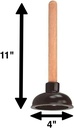 Rocky Mountain Goods Small Drain Plunger - Perfect Size for Unclogging Slow Sinks, Drains, Tubs and Showers - 9” Solid Wood Handle - Unclogs Sinks and Drains Better Than Toilet Plunger