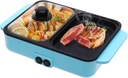 Hot Pot with Grill, Electric Hot Pot and Frying Pan, 2 in 1 Indoor NonStick Shabu Shabu Pot and Griddle, Dual Temperature Control, for Frying,Grilling,Outdoor Camping BBQ,Party