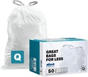 Plasticplace Custom Fit Trash Bags, Compatible with Simplehuman Code Q (50 Count), 13-17 Gallon Drawstring Garbage Liners, Heavy Duty Tear-Resistant