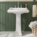 Bathroom Pedestal Sinks,Rectangular Pedestal Sink 26" W X 20" D Modern White Ceramic Bathroom Sink With Overflow and 3 Pre-Drilled Holes - Fits 8-Inch Faucets