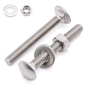 Glvaner (6 Sets) 3/8-16 x 3 Stainless Steel Carriage Bolts Screws Round Head Square Neck and Hex Nuts & Flat Washers 304 Stainless Steel 18-8 Full Thread Coverage