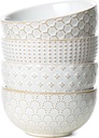 LE TAUCI Small Bowls 12 OZ, Ice Cream Bowl, Ceramic Embossment Stoneware Bowl, Bowls Set for Dessert, Fruits, Side Dishes, Suit For Housewarming - 4.5 Inch, Set of 4, Arctic white