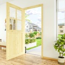 36 in x 80 in Exterior Dutch Door (Front/Back) - 1.75" Thick Solid Pine Interior Door, 4 Lite Clear Glass with Half Panel, Slab (Coffee Room/Kitchen/Entryway) w/4 Hinges + Latch + Slab