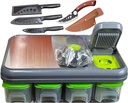 28pcs Ultimate Vegetable Chopper Set - Multifunctional Manual Food Processor with Container, Hand Guard & Blades for Quick Slicing