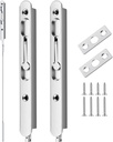 Blulu 2 Pcs 18 Inch Extended Flip Lever Flush Bolt for Double Door, Extra Long Heavy Duty French Door Locks Hardware (Silver)