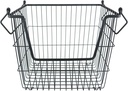 DII Metal Wire Mesh Stackable Utility Storage Bin, Large Rectangle, 13x10x11", Black