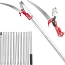 Pole Pruner Tree Trimming Tool, 13.1ft/Extendable plant Pruner with Sharp Steel Blade & Saw High Branch Cutter for Palm Vines, and Tall Tree Limbs - Garden Pole Saw for plant Maintenance