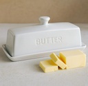 Butter Dish with Lid,WERTIOO Butter Dish With Lid for Countertop,7.6" x 3.3" Butter Tray,Butter Holder for 1 Stick.Textured Tray Butter Keeper for Non Slip Storage,Ceramic - White