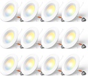 Amico 5/6 inch 5CCT LED Recessed Lighting 12 Pack, Dimmable, Damp Rated, 12.5W=100W, Can Lights with Baffle Trim, Retrofit Installation, ETL&FCC, White