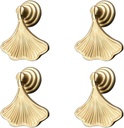 MOROBOR Ginkgo Leaf Shape Knob Handles, 4pcs Golden Drop Pendant Pull Handle,Hardware Drawer Single Hole Handle for Wardrobe Cupboard Closets Cupboard