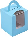 TopHomer Single Cupcakes Containers Gift Boxes with Window Inserts Handle, White/Gold/Blue/Pink/Green Cupcake Containers Holders Boxes for Wedding Candy Boxes Bakery