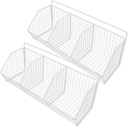 2pcs Hanging Kitchen Storage Baskets Wall Mounted Organizer for Vegetables Fruits and Condiments Stylish White Wire Baskets for Efficient Kitchen Space Management