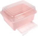 Dish Rack Cover Pink Cutlery Drawer Organizer Tableware Draining Box Flip Storage Box