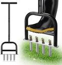 Lawn Core Aerator Tool Coring Grass Aerator Lawn Tool 4 Hollow Tines for Efficient Aeration Heavy Duty Steel Manual Plug Aerator for Lawn Care/Yard Soil Loosening/Grass Maintenance