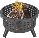 Outdoor Wood Burning Firepit,with Spark Screen Fireplace Poker Fire Pits,26-Inch Fire Bowl