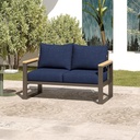 Sundale Outdoor Patio Furniture Aluminum Loveseat, All-Weather Outdoor Metal Sofa Couch with 6” Olefin Cushion & Dark Grey Frame, Outdoor Seating for Garden Deck Porch(Navy Blue)