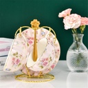 Garden Flower Tea Set Ceramic Coffee Cup Set British Bone China Phnom Penh Mug(Black)