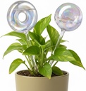 ZhenD Iridescent Self-Watering Plant Globes and Donut, Glass Self Watering Planter Insert for Indoor and Outdoor, Automatic Plant Waterer, Hand-Blown Premium Glass – 2 Pack