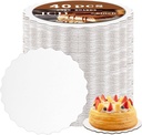 JCD 6" White Wave Cake Boards Round,Wave Cake Plate,Disposable Cake Circle Base Boards Cake Cardboard Pizza Plate Platter 6 inch,Pack of 40（Thinner But Stronger(White Wave, 6inch/40Pcs)