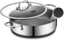 Saute Pan,Hybrid Non Stick 6.5 Quart Everyday pan,Chicken Fryer, PFOA Free Cookware,12.5 inch Deep Frying Pans with Lid,Dishwasher and Oven Safe,Works on Induction,Ceramic and Gas Cooktops