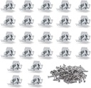 Luomorgo 24 Pack Double Roller Catch Cabinet Latches with Spear Strike for Cupboard Closet Door, Silver