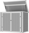 Amopatio 41 Cu.Ft Outdoor Storage Shed for Trash Cans, Weatherproof Resin Horizontal Storage Shed for Garden Tools, Lawn Mowers, Gray