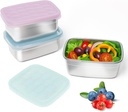 3-Pack Stainless Steel Snack Containers for Kids & Toddlers - 550ml (18oz) Leakproof Reusable Food Containers with LFGB Certified Lids | Stackable Metal Lunch Box for Daycare, School, Travel