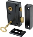 A29 Hardware 1 3/8 Inch Backset Narrow Screen Door Rim Lock, Black Powder Coat Finish