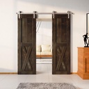 HOMACER Door Size 24'' W x 84'' H x 1-3/8'' D, Double Pine Wood Barn Door (Unassembled X Design) with Brushed Nickel Non-Bypass Installation Hardware Kit, Track Length 108'', Interior Use Only