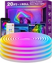 AILBTON 20Ft Neon Rope Lights,Flexible Led Rope Lights Control with App/Remote,Multiple Modes Music Sync Gaming RGB Led Neon Lights for Bedroom Outdoor