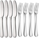 Dinner Knives Stainless Steel Table Knife and Forks for Dessert and Steak Butter Knives Heavy Duty, Set of 8 (4 Dinner Knives + 4 Forks)
