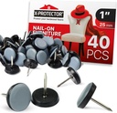 Chair Glides X-PROTECTOR – 1" Furniture Glides 40 pcs – Grey Nail-on Chair Sliders – Premium Chair Leg Floor Protectors – Slide Effortlessly with Chair Leg Pads That Protect Your Floor!