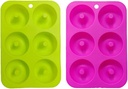 Ulalaza 2PCS Donut Pan Molds Non-Stick 6-Cavity Silicone Steel Donut Mold for Baking BPA Free Mold Sheet Tray Oven Microwave Dishwasher Freezer Safe Easy Clean