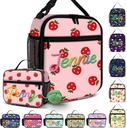 Personalized Lunch Bag for Women Men Adults Custom Name Photo Insulated Lunch Boxes Customized Cooler Tote Bags Box Cute Gifts for Work Travel Picnic