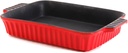Crock Pot Denhoff Ribbed Rectangular Dish, 10-Inch Casserole, Red