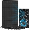Solar Exhaust Fan, 15W Solar Powered Exhaust Fan - Two High-Speed Silent Fans with Air Intake and Air Exhaust Functions & On/Off Control, Solar Fan for Shed, Dog Houses, Chicken Coops & Greenhouses