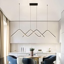 Black Nordic Pendant Light Fixture Modern Chandeliers 2 Waves Shape Ceiling Lighting 26W Creative LED Hanging Lamp Decor Fixture for Kitchen Island Bedroom Dining Room Bar Three Colours