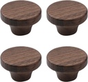 4Pcs Wood Drawer Knobs Wood Kitchen Round Knobs Cabinets Furniture Pull for Dresser Wardrobe Cupboard Drawer Knobs Pulls Handles (Black Walnut, 1.6" Single Hole Knob)