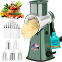 APSARAS USA Rotary Cheese Grater, 5 in 1 Rotary Grater, Cheese Grater Hand Crank, Replaceable Stainless Blades Cheese Shredder, Cheese Slicer, Easy to Clean Kitchen Gadgets with Storage Box